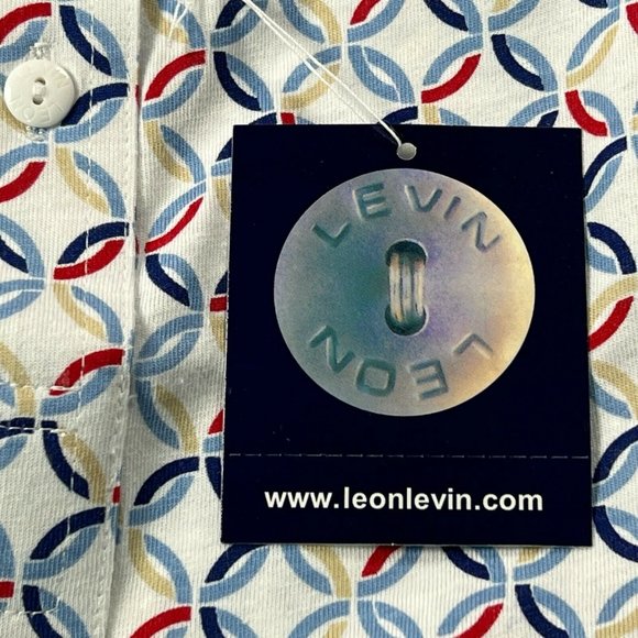 New Leon Levine Polo Shirt Women's Small Short Sleeve Blouse Circles Rin… - Picture 6 of 8